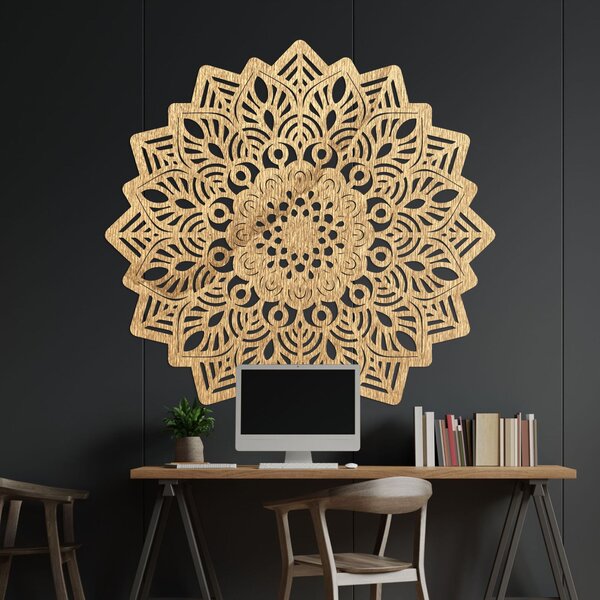 Drevená dekorácia na stenu mandala slnka - SOLIS: Preglejka Topoľ - Honey 3071 20 cm 3939-99385 PR0319-B