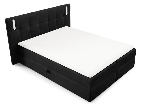 Čalúnená boxspring manželská posteľ s vrchným matracom Dancer - čierna Rozmer: 180x200