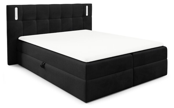 Čalúnená boxspring manželská posteľ s vrchným matracom Dancer - čierna Rozmer: 180x200
