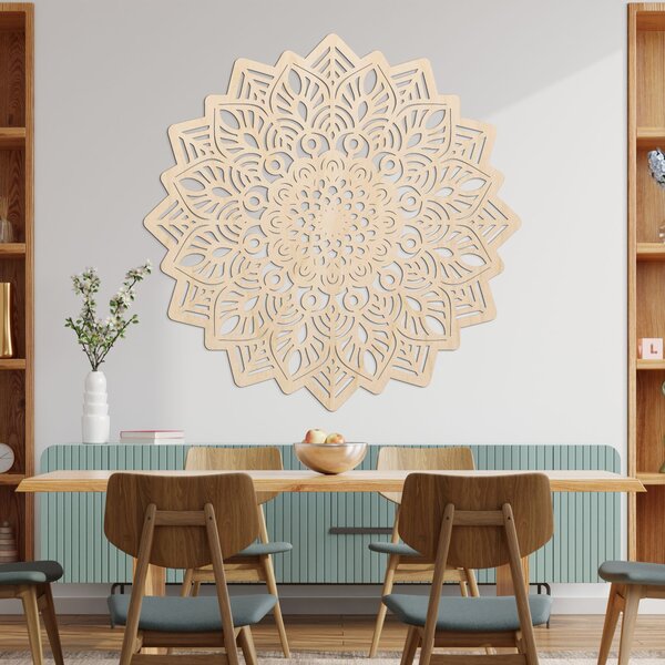 Drevená dekorácia na stenu mandala slnka - SOLIS: Preglejka Topoľ - Honey 3071 20 cm 3939-99385 PR0319-B