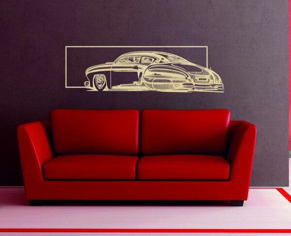 Nostalgický drevený obraz na stenu auto - FÁRO: Preglejka - Čierna farba 30 x 90 cm 3942-48248 PR0319