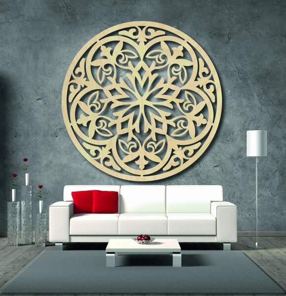 Magická drevená mandala - obraz na stenu: Preglejka - Silver farba Rozmer 40 cm 3941-48101 PR0320