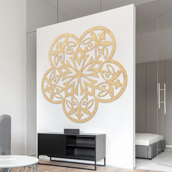 Drevená dekorácia na stenu mandala tichý kvet - FLORIVA: Preglejka Topoľ - Honey 3071 20 cm 3943-98465 PR0321