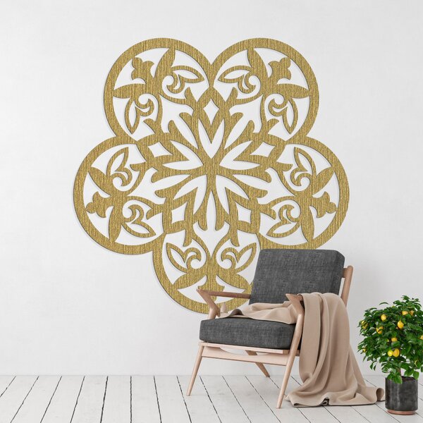 Drevená dekorácia na stenu mandala tichý kvet - FLORIVA: Preglejka Topoľ - Honey 3071 20 cm 3943-98465 PR0321