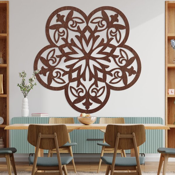 Drevená dekorácia na stenu mandala tichý kvet - FLORIVA: Preglejka Topoľ - Honey 3071 20 cm 3943-98465 PR0321