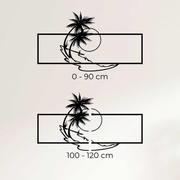 Drevený dekoračný panel s palmami a západom slnka - PALMA: Preglejka Topoľ - Honey 3071 120 x 69 cm 3944-106985 PR0323