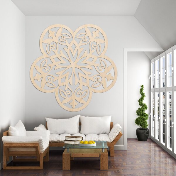 Drevená dekorácia na stenu mandala tichý kvet - FLORIVA: Preglejka Topoľ - Honey 3071 20 cm 3943-98465 PR0321