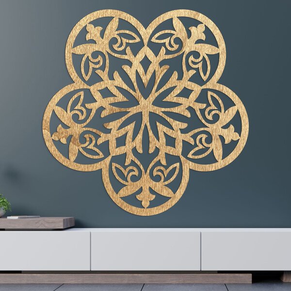 Drevená dekorácia na stenu mandala tichý kvet - FLORIVA: Preglejka Topoľ - Honey 3071 20 cm 3943-98465 PR0321