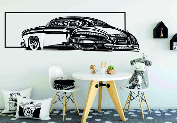 Nostalgický drevený obraz na stenu auto - FÁRO: Preglejka - Čierna farba 30 x 90 cm 3942-48248 PR0319