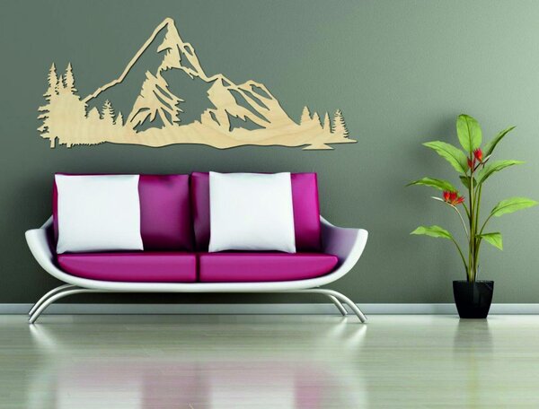 Hory obraz na stenu z drevenej preglejky príroda: Prírodná preglejka - Topoľ natural 80 x 33 cm 3946-48711 PR0324