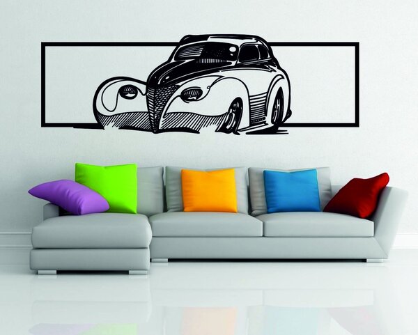 Retro stylizované drevené auto – dekoratívny obraz na stenu - SAMUEL: Prírodná preglejka - Topoľ natural 119 x 35 cm 3949-48935 PR0326