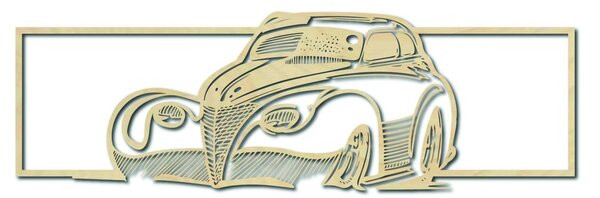Retro stylizované drevené auto – dekoratívny obraz na stenu - SAMUEL: Prírodná preglejka - Topoľ natural 119 x 35 cm 3949-48935 PR0326
