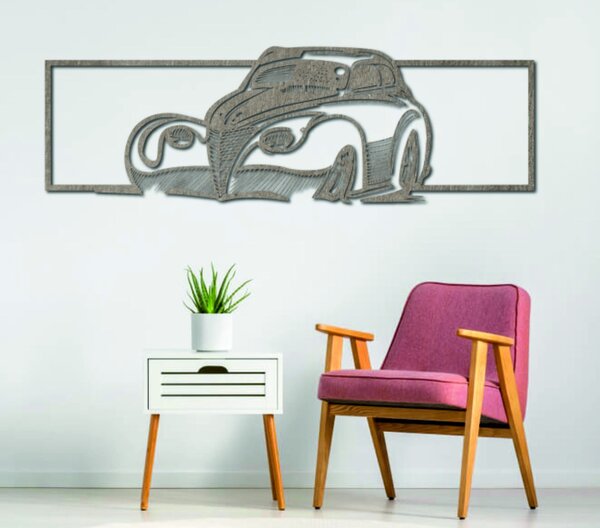 Retro stylizované drevené auto – dekoratívny obraz na stenu - SAMUEL: Prírodná preglejka - Topoľ natural 119 x 35 cm 3949-48935 PR0326