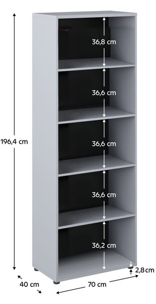 KONDELA Vysoký regál, sivá/betón tmavý, KLAUDIUS TYP 1