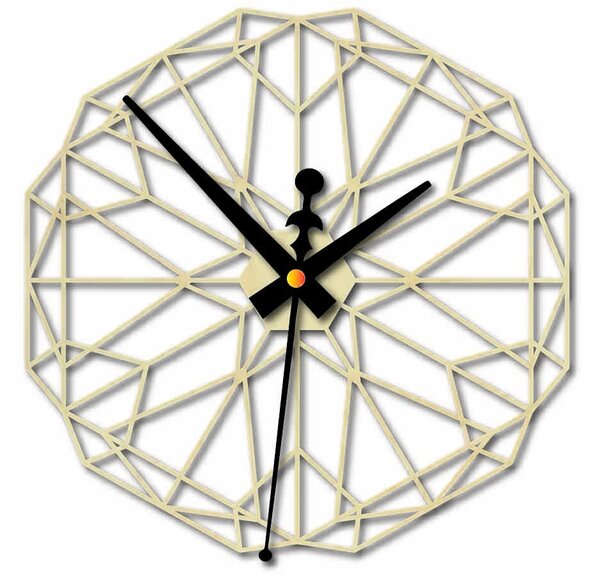 Geometrické hodiny na stenu z drevenej preglejky - CUDO: Prírodná preglejka - Topoľ natural 30 cm 3974-51604 PR0346