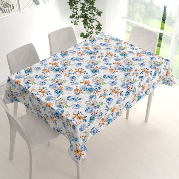 Biante Dekoračný obdĺžnikový obrus Leona LN-114 Modré kraslice 50x100 cm