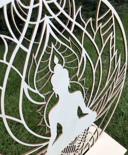 Obraz na stenu mandala a budha - POKOJ: Prírodná preglejka - Topoľ natural Rozmer 50 cm 3981-51959 PR0351