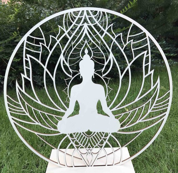 Obraz na stenu mandala a budha - POKOJ: Prírodná preglejka - Topoľ natural Rozmer 50 cm 3981-51959 PR0351