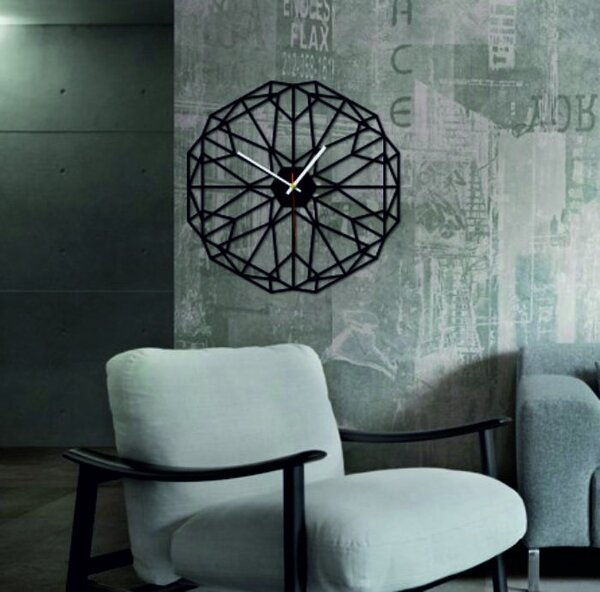 Geometrické nástenné hodiny aj čierne X0097: Šedá kovová Ral 7005 Strieborné ručičky Rozmer 30 x 30 cm 3997-53161 X0097 PLEXI SKLO