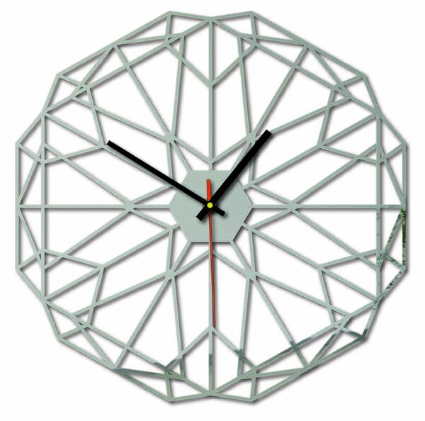 Geometrické nástenné hodiny aj čierne X0097: Šedá kovová Ral 7005 Strieborné ručičky Rozmer 30 x 30 cm 3997-53161 X0097 PLEXI SKLO