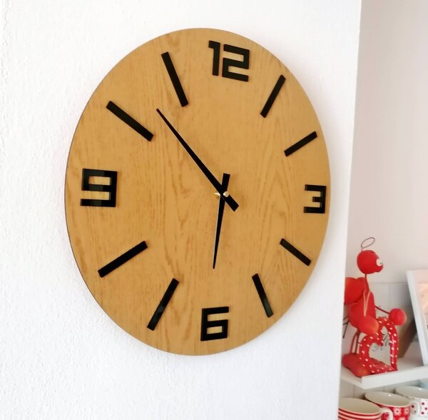 Stylové drevené nástenné hodiny - minimalistický dizajn - JAKFILD: HDF - strieborná 30 cm 4009-55024 HDFK020
