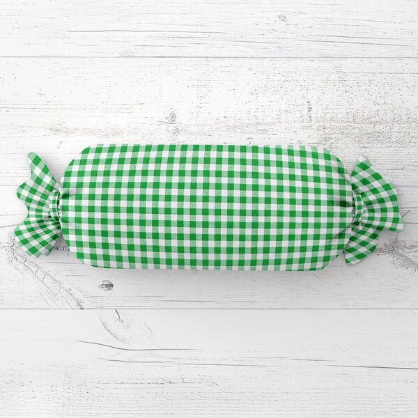 Biante Vankúš valec bonbon Sandra SA-058 Zeleno-biele kocky 15x40 cm