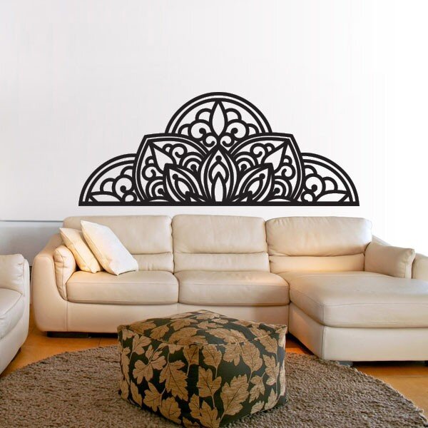 Drevený obraz na stenu polovičná mandala - BOHEMIA: Preglejka - Modrá (moridlo) 37 x 90 cm 4012-55582 PR0370