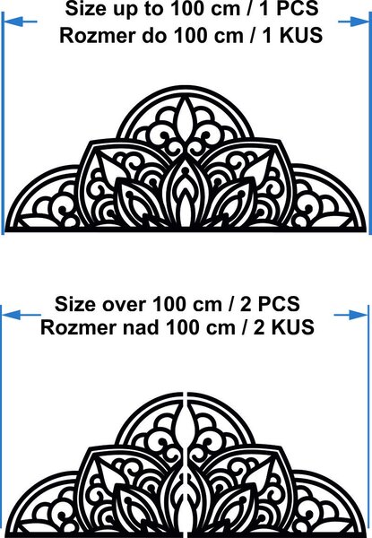 Drevený obraz na stenu polovičná mandala - BOHEMIA: Preglejka - Modrá (moridlo) 37 x 90 cm 4012-55582 PR0370