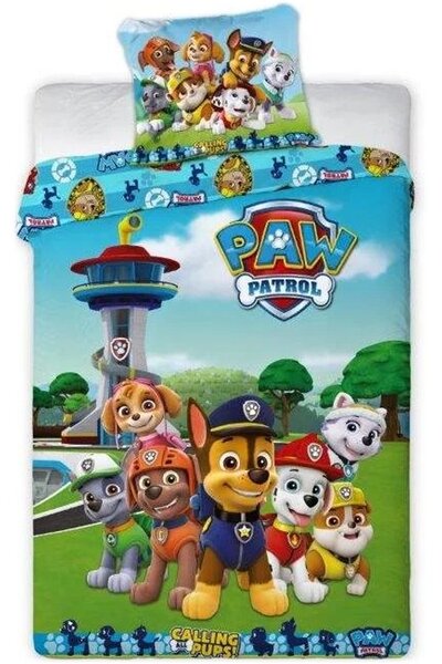 Obliečky do detskej postieľky Paw Patrol - Labková patrola - motív Calling All Pups - 100% bavlna - 40 x 60 cm + 100 x 135 cm