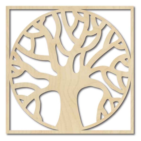 Drevený obraz na stenu strom v kruhu - POCCITT: Prírodná preglejka - Topoľ natural Rozmer 40 cm 4032-56788 PR0384-A plywood