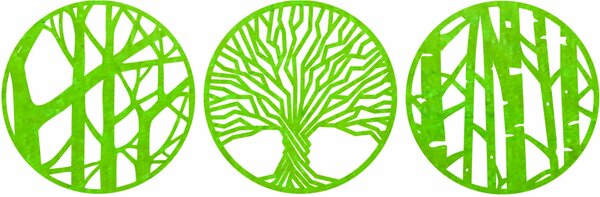 Troj dielny obraz na stenu - YOSED: Prírodná preglejka - Topoľ natural Rozmer 20 cm 4034-56897 PR0386-380-376-385 plywoo
