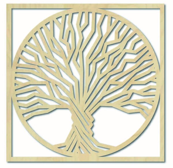 Drevený obraz na stenu strom v ráme: Prírodná preglejka - Topoľ natural Rozmer 40 cm 4036-57084 PR0385-A