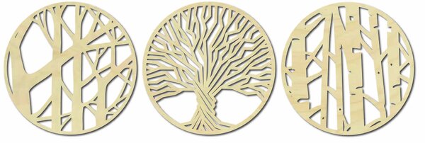 Troj dielny obraz na stenu - YOSED: Prírodná preglejka - Topoľ natural Rozmer 20 cm 4034-56897 PR0386-380-376-385 plywoo