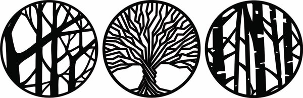 Troj dielny obraz na stenu - YOSED: Prírodná preglejka - Topoľ natural Rozmer 20 cm 4034-56897 PR0386-380-376-385 plywoo