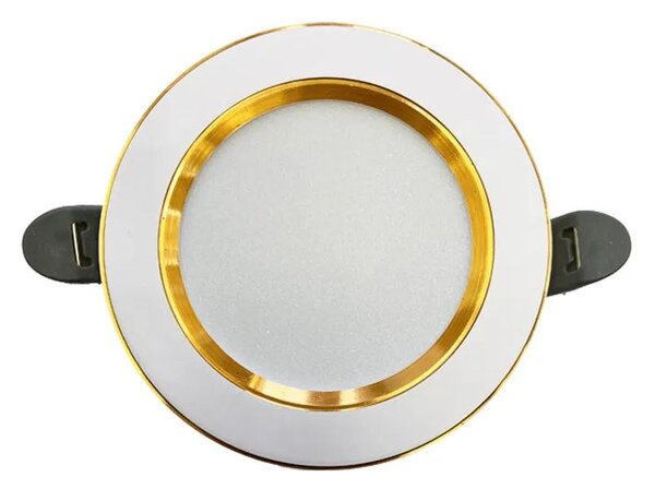 NEDES zapustený LED panel kruh 7,5W / 4000K / biely+zlatý prúžok (LDL321WG)