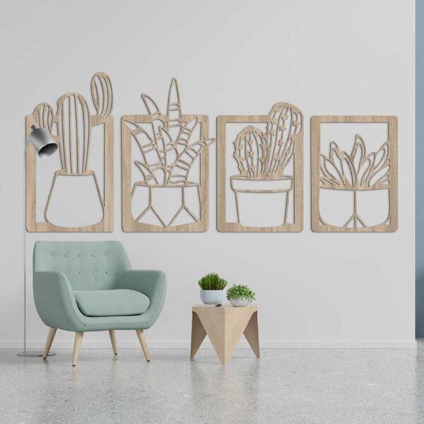 Štvordielny obraz na stenu kaktusy - KOFOIR: HDF - Javor 100 x 40 cm 4070-107275 HDF0402-A-B-C-D