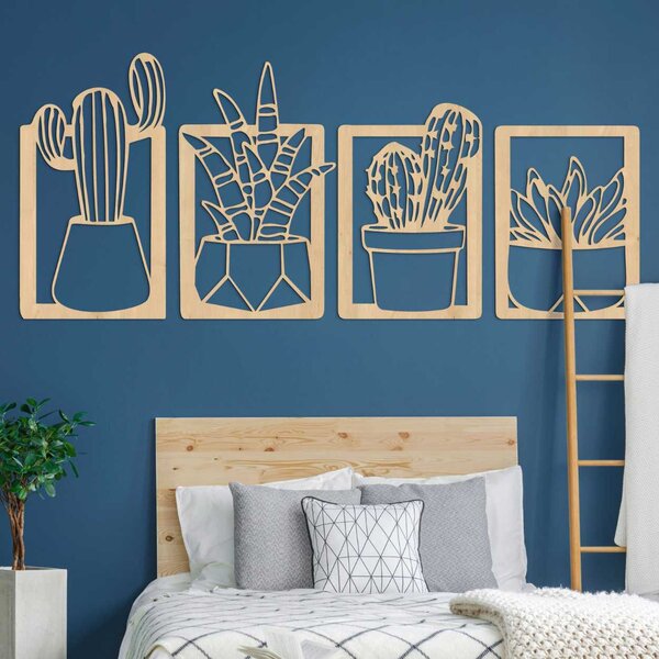 Štvordielny obraz na stenu kaktusy - KOFOIR: HDF - Javor 100 x 40 cm 4070-107275 HDF0402-A-B-C-D