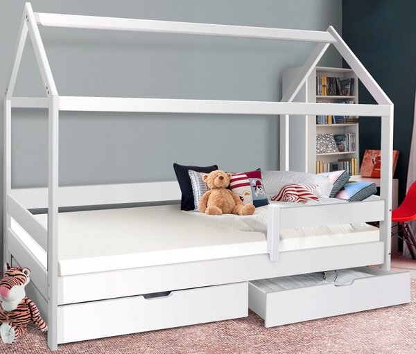 MAXMAX Detská Domčekové posteľ KIDS - biela 200x90 cm