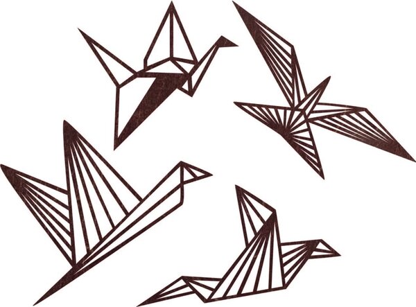 Moderný obraz na stenu - slobodné vtáky 4 ks - LIBERDADE: Prírodná preglejka - Topoľ natural 40 x 30 cm 4076-60295 PR0408