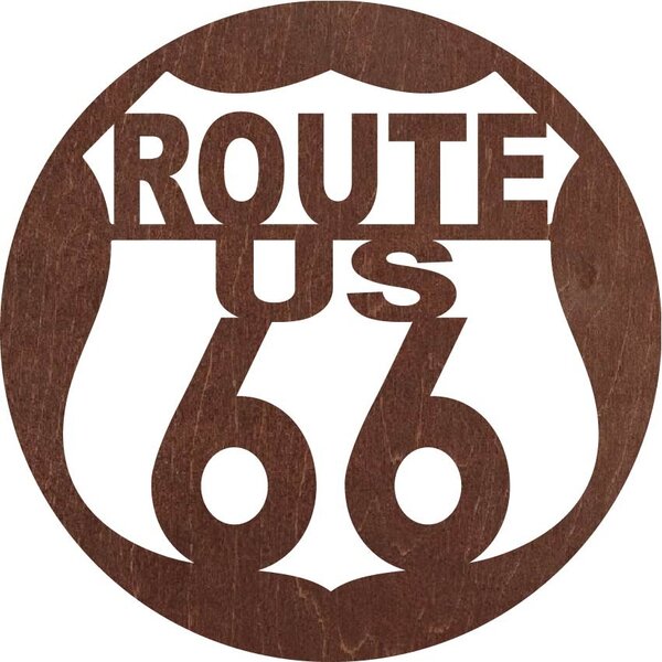 Drevený obraz na stenu U.S. ROUTE 66: Preglejka - Biela farba Rozmer 20 cm 4079-60544 PR0411