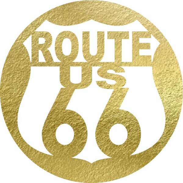 Drevený obraz na stenu U.S. ROUTE 66: Preglejka - Biela farba Rozmer 20 cm 4079-60544 PR0411