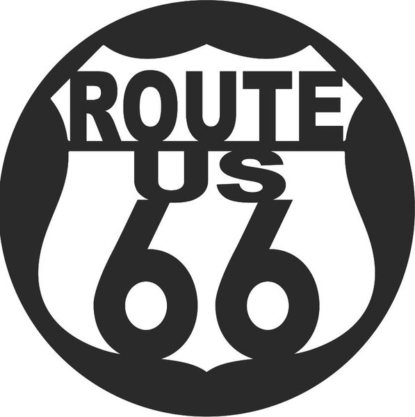 Drevený obraz na stenu U.S. ROUTE 66: Preglejka - Biela farba Rozmer 20 cm 4079-60544 PR0411