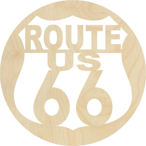Drevený obraz na stenu U.S. ROUTE 66: Preglejka - Biela farba Rozmer 20 cm 4079-60544 PR0411