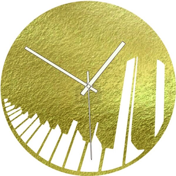 Drevené hodiny klavír symfónia čierne aj farebné - BUBO: Farba biela RAL 9010 Prírodná preglejka - Topoľ natural 30 cm 4083-60696 PR0415 plywood