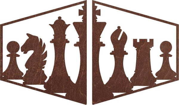 Elegantný obraz na stenu šachové figúrky - MIVAL | SENTOP: Preglejka - Biela farba 40 x 20 cm 4085-60957 PR0417 plywood
