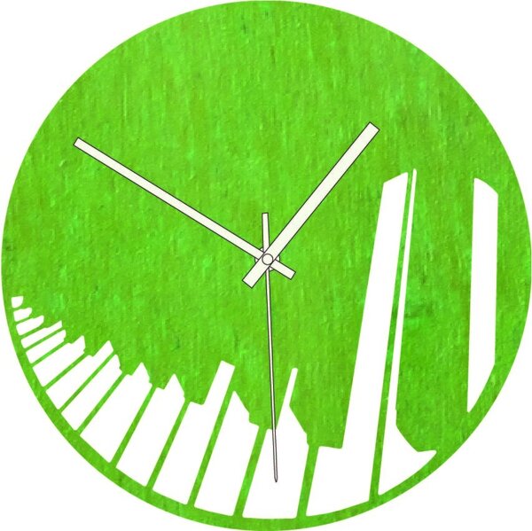 Drevené hodiny klavír symfónia čierne aj farebné - BUBO: Farba biela RAL 9010 Prírodná preglejka - Topoľ natural 30 cm 4083-60696 PR0415 plywood
