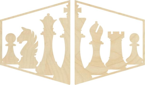 Elegantný obraz na stenu šachové figúrky - MIVAL | SENTOP: Preglejka - Biela farba 40 x 20 cm 4085-60957 PR0417 plywood