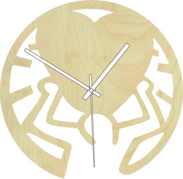 Drevené hodiny - láska na pleciach čierne aj farebné | SENTOP PR0420: Farba biela RAL 9010 Prírodná preglejka - Topoľ natural 30 cm 4088-61227 PR0420 plywood