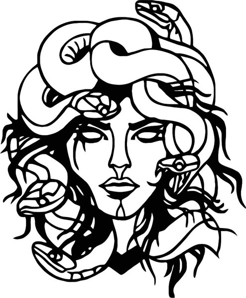 Obraz na stenu msdúza žena - MEDUSA GORGONA: Prírodná preglejka - Topoľ natural 35 x 30 cm 4091-61438 PR0423