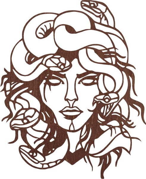 Obraz na stenu msdúza žena - MEDUSA GORGONA: Prírodná preglejka - Topoľ natural 35 x 30 cm 4091-61438 PR0423